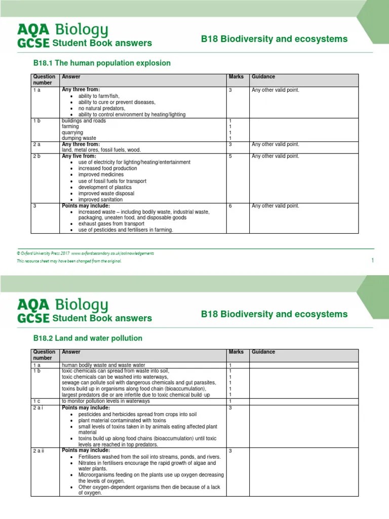 Chapter 18 Answers To Biology Aqa Gcse Questions PDF Peat Climate