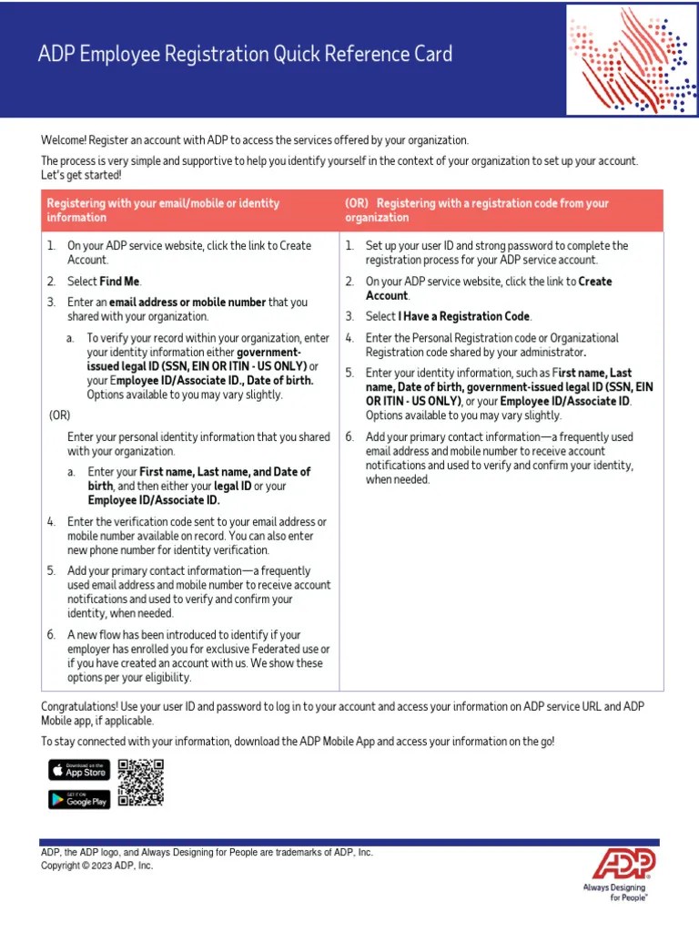 ADP Employee Registration Guide PDF Password Login