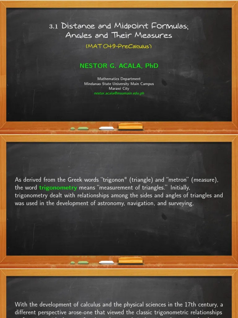 3.1 Distance and Midpoint Formulas - Angles and Their Measures | PDF