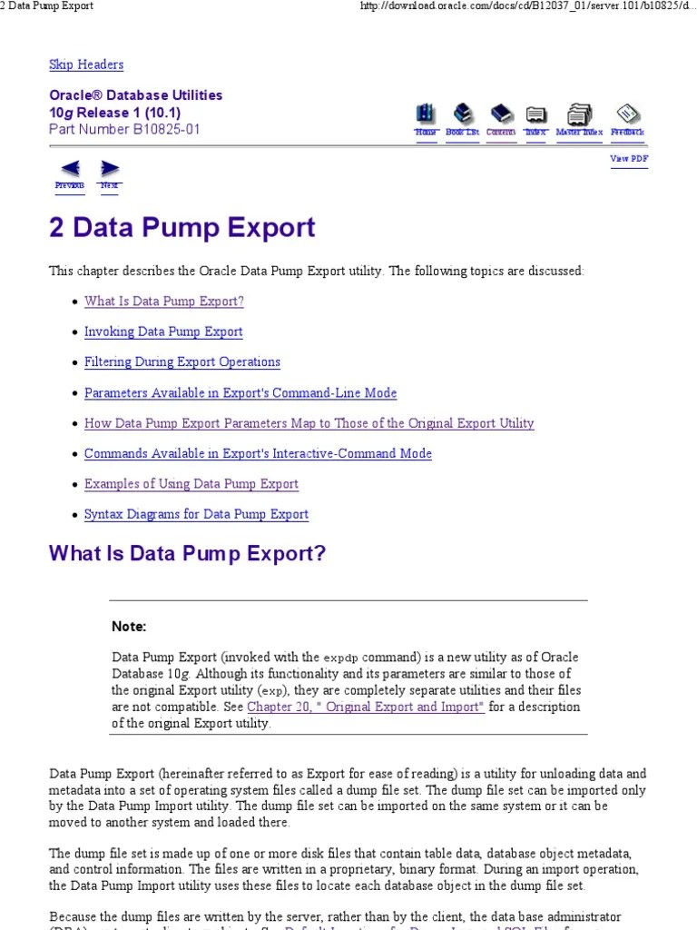 2 Data Pump Export Command Line Interface Oracle Database Free 30