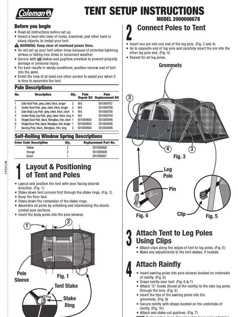 Coleman 10Man Tent Manual Tent Manufactured Goods