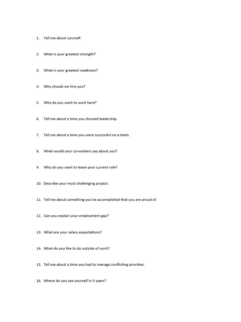 Common Interview Questions PDF