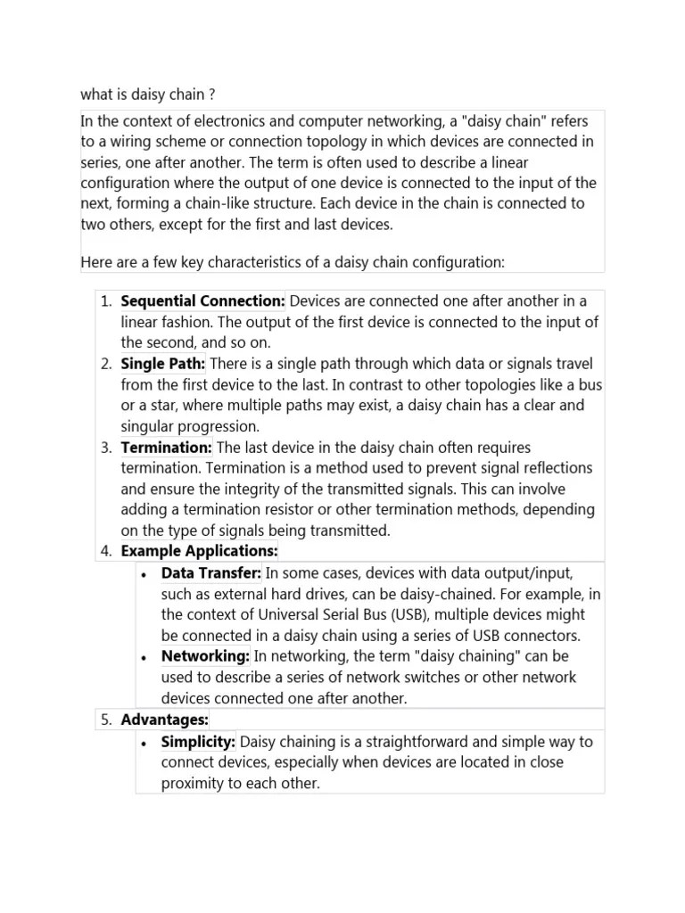 What Is Daisy Chain PDF Network Topology Usb