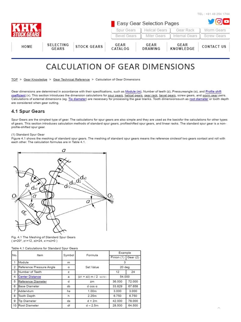 Calculation of Gear Dimensions PDF Gear Euclidean Geometry