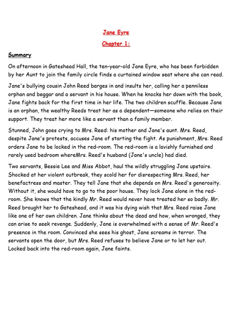 Jane Eyre Chapter 1 PDF Jane Eyre