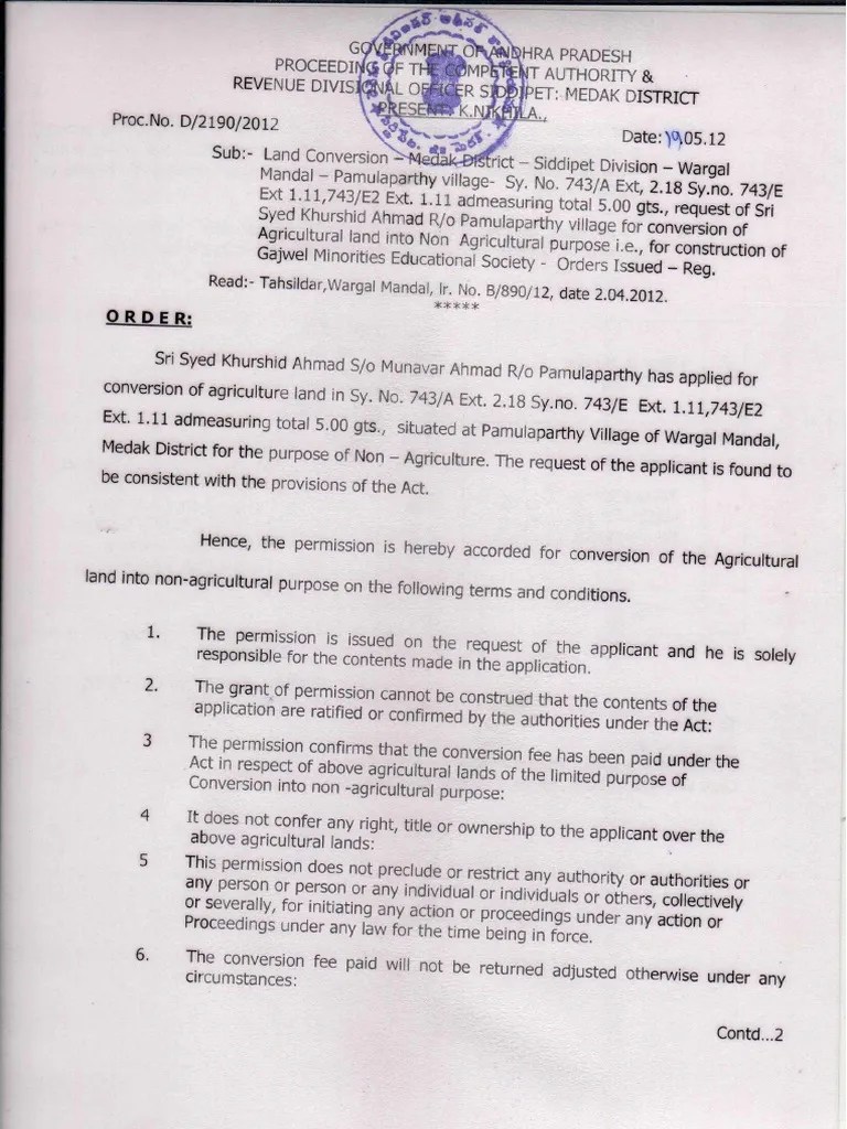 Land Conversion Certificate B.ed & D.ed PDF