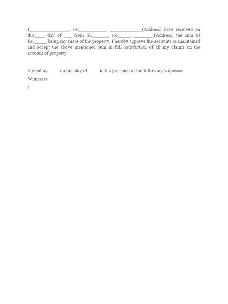 Receipt by Legatee PDF