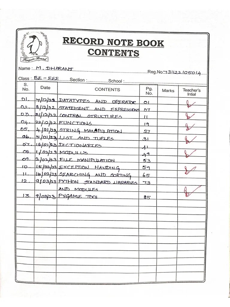 Python Record Reference PDF