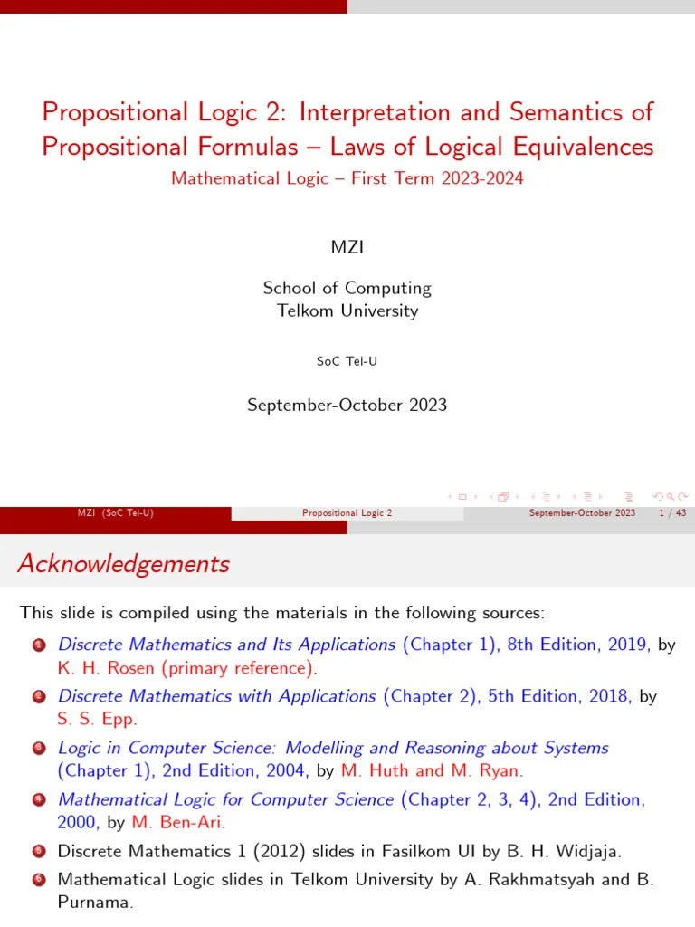 2.prop Logic 2 Kode Dosen PDF Interpretation (Logic) Proposition