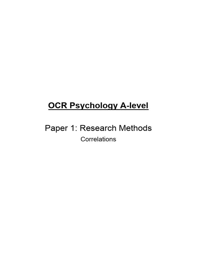 Paper 1 Research Methods Correlational Studies PDF Causality