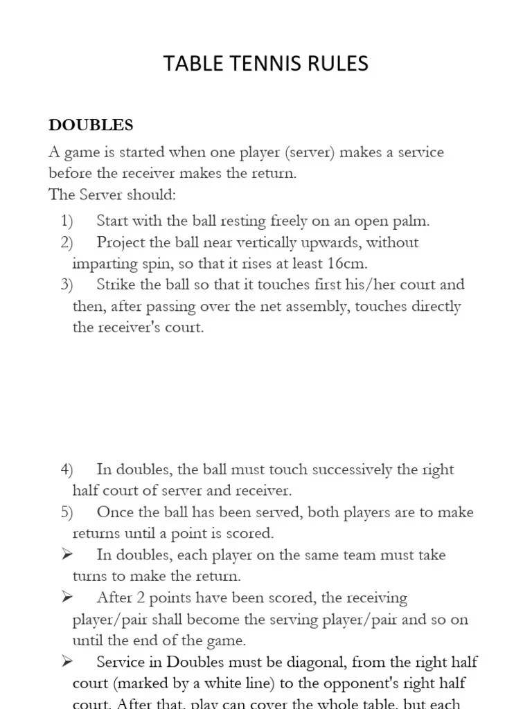 DOUBLES Rules Table Tennis PDF