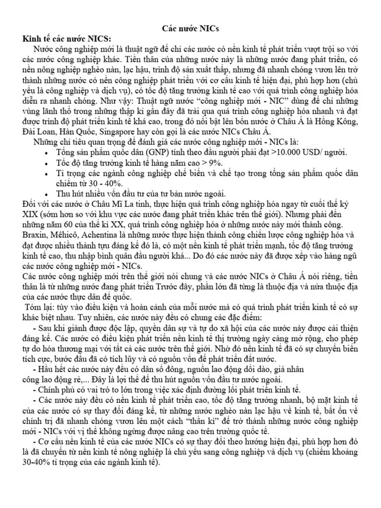Các nước NICs PDF