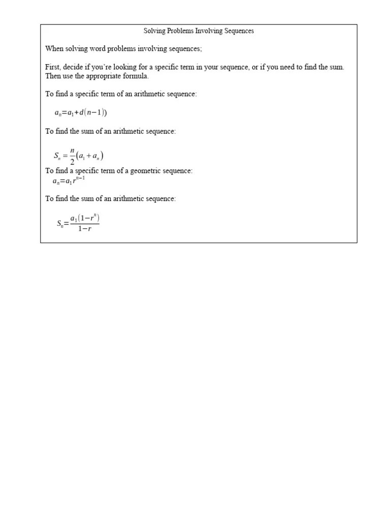 Solving Problems Involving Sequence PDF
