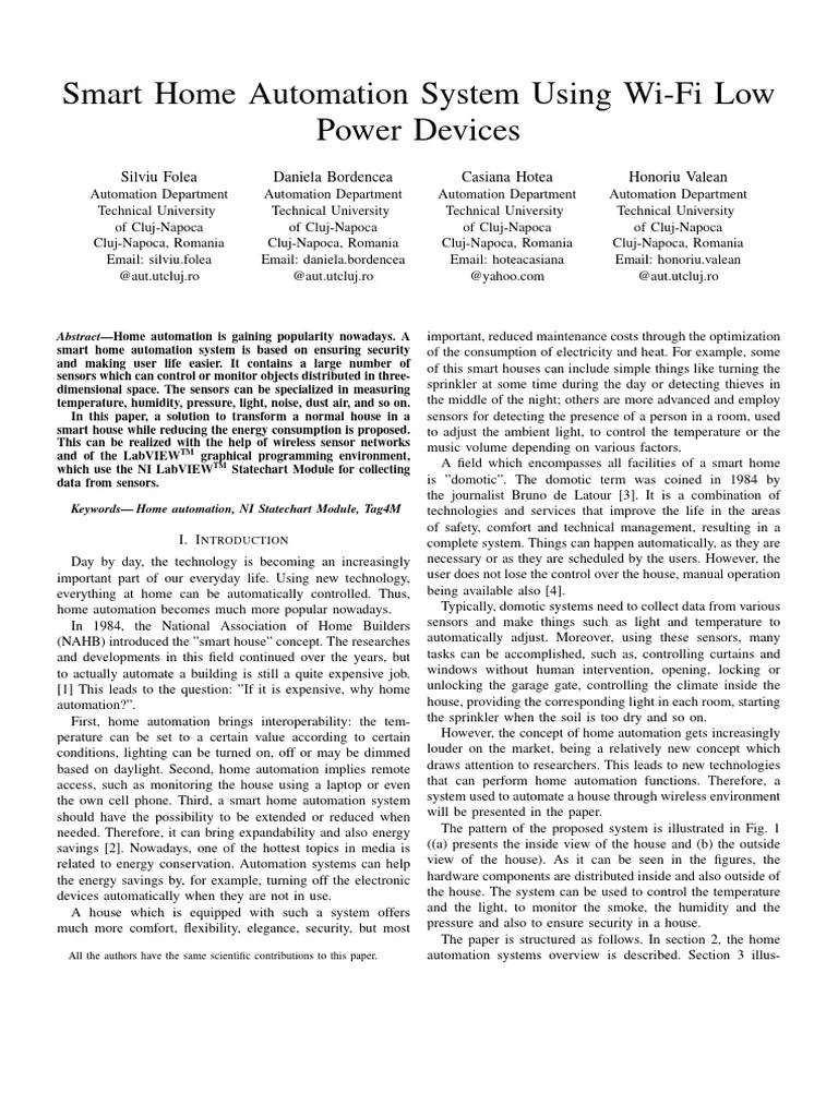 2018Smart Home Automation System Using WiFi Low PDF Home Automation Automation