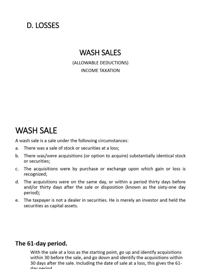Wash Sales PDF Corporations Money