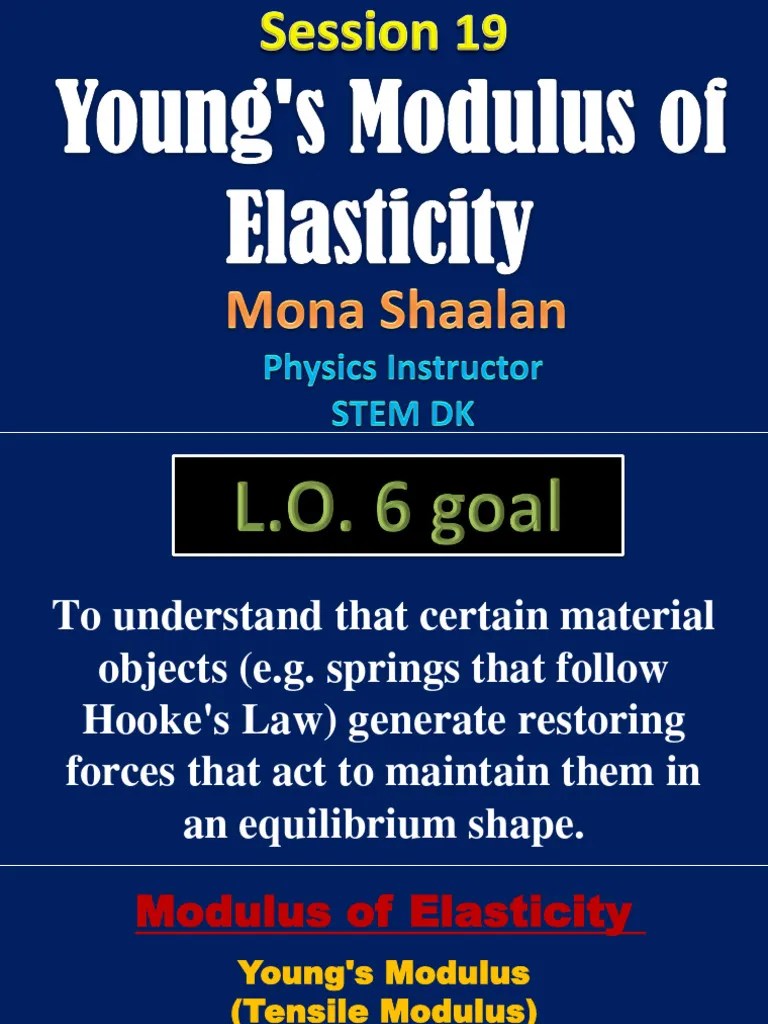Session (19) LO6 Young S Modulus of Elasticity PDF Deformation