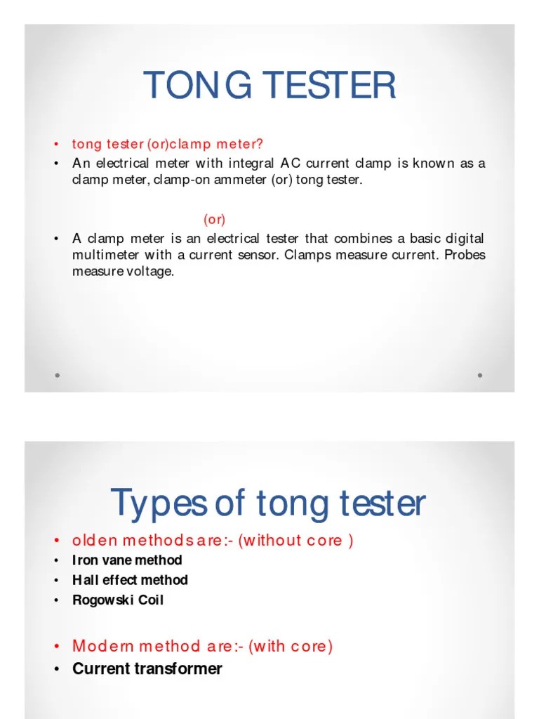 Tong Tester PDF Electrical Engineering Physical Quantities