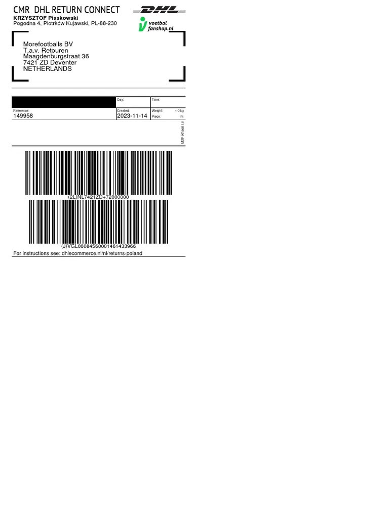 Return Label PDF