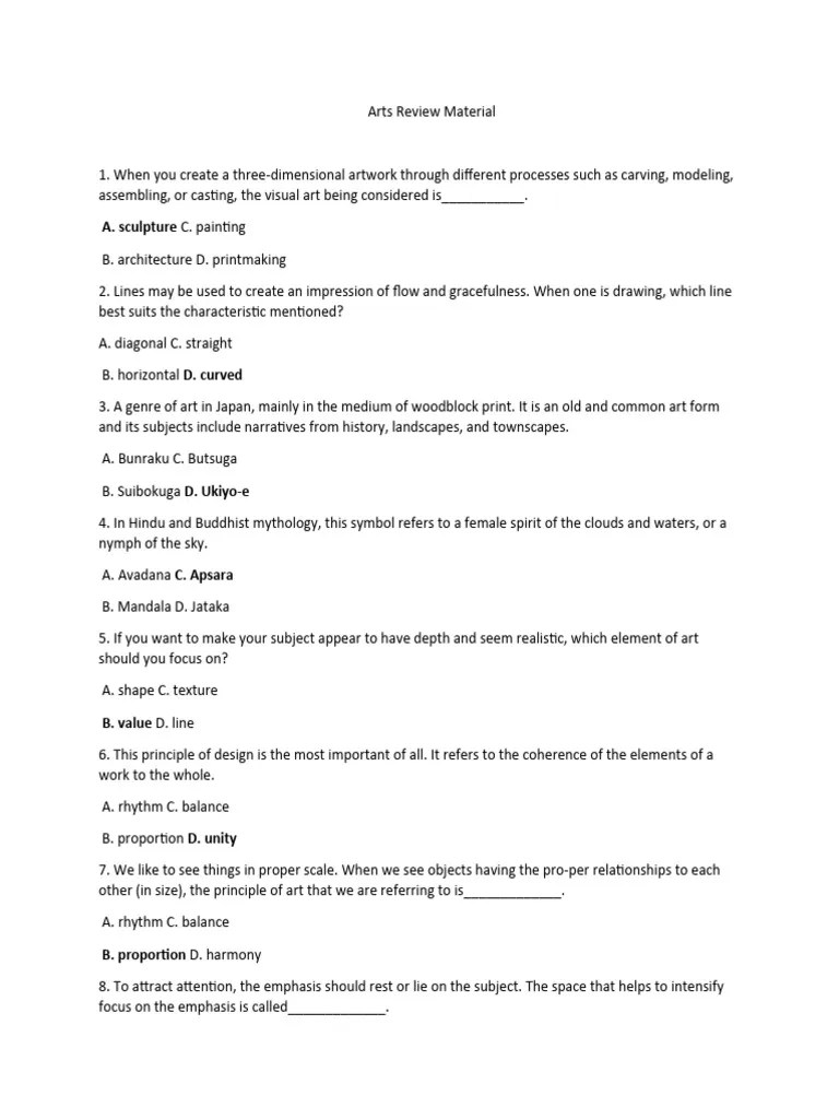 Arts Review Material PDF Paintings The Arts