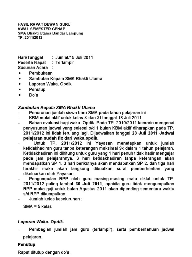 Contoh Pembukaan Acara Rapat Guru - tukaffe.com