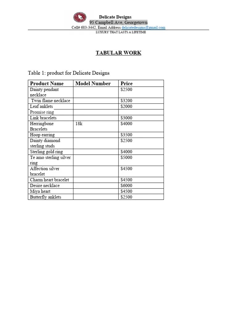 Tabular Work PDF