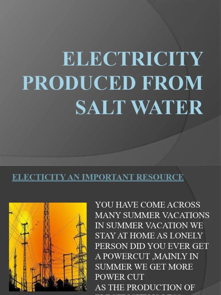 Presentation of Salt Water Electricity | PDF