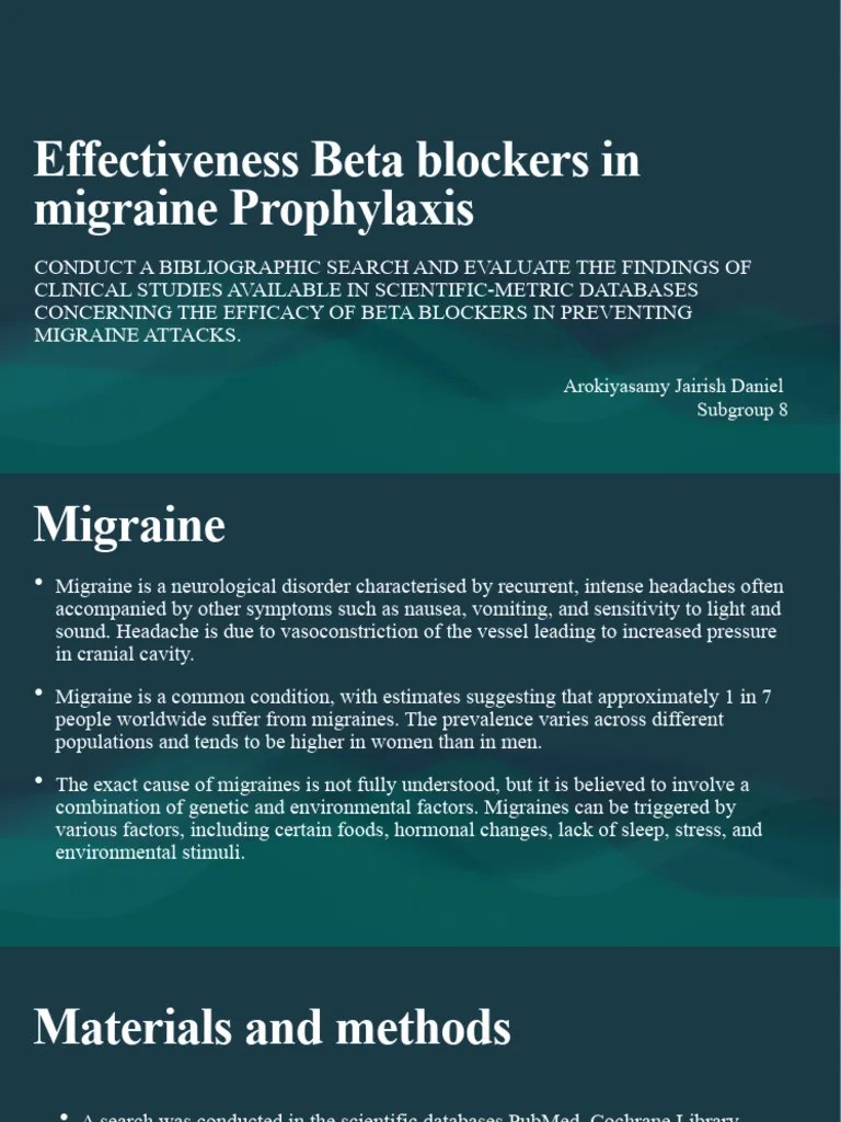Effectiveness of BetaBlockers in Migraine Prophylaxis PDF Migraine