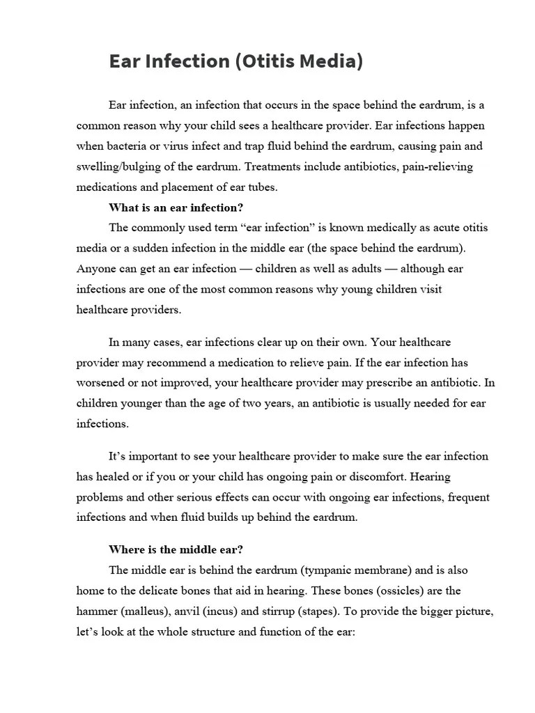 Ear Infection (Otitis Media) PDF Ear Causes Of Death