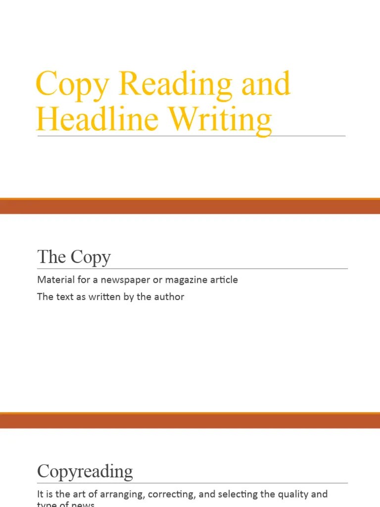 Copy Reading and Headline Writing PDF Copy Editing Verb