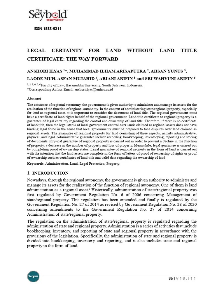 Legal Certainty For Land Without Land Title Certificate The Way