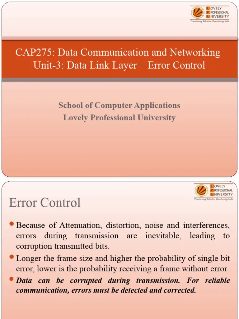 08 Data Link LayerError Control PDF Error Detection And Correction
