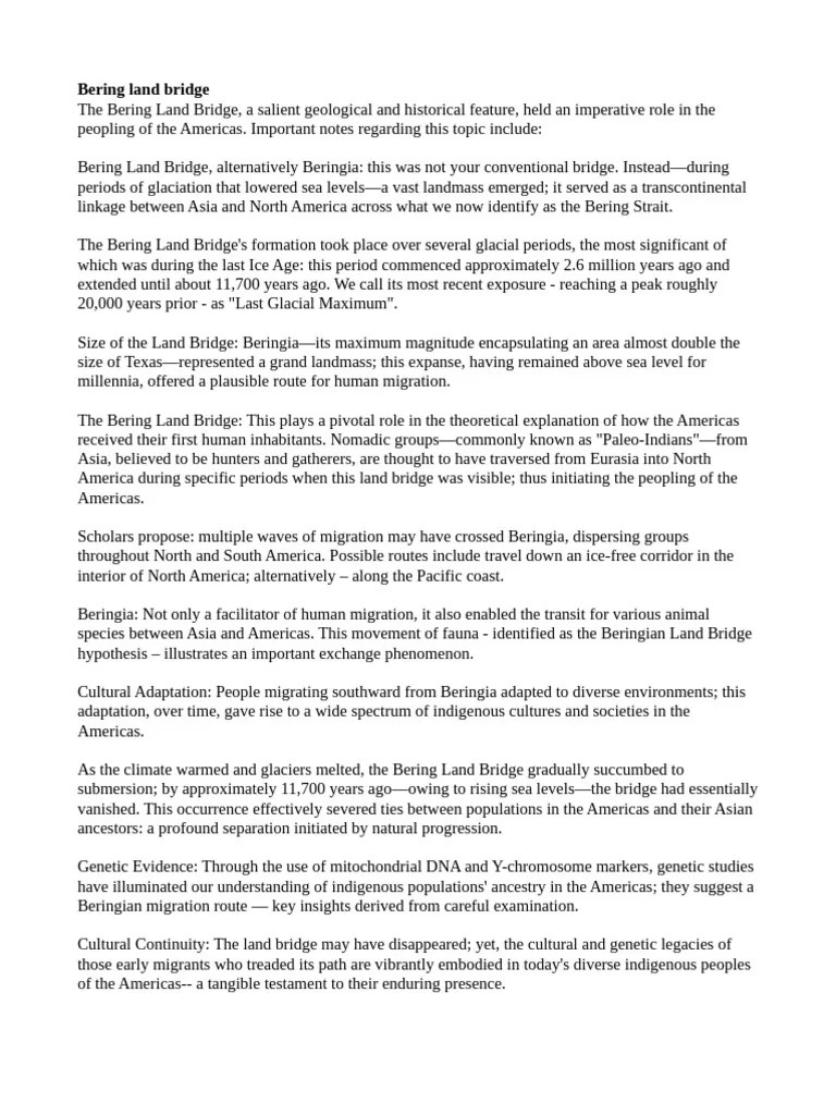 Bering Land Bridge PDF Physical Geography Earth Sciences