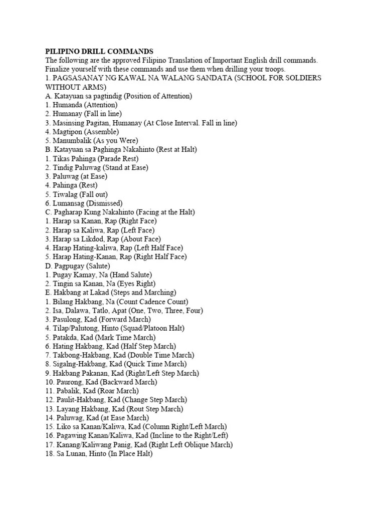 Drill Commands PDF Military Science Military