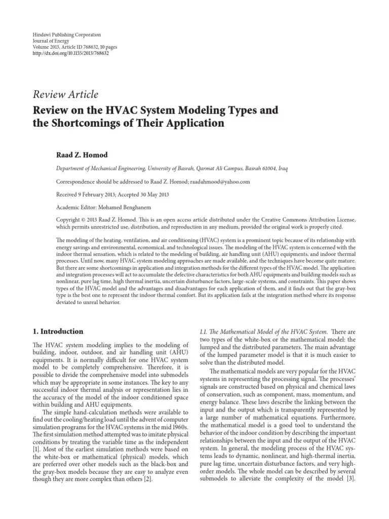 Review On The HVAC System Modeling Types and The S Download Free PDF