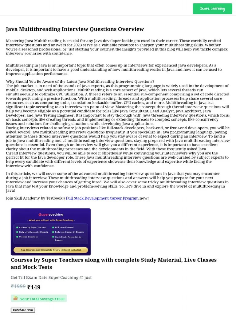 Java Multithreading Interview Questions & Answers Top 30+ in 2023 PDF