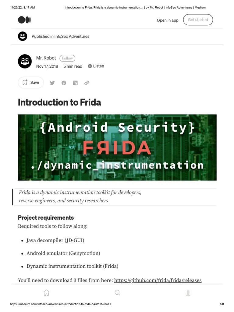 Introduction To Frida. Frida Is A Dynamic Instrumentation - by Mr