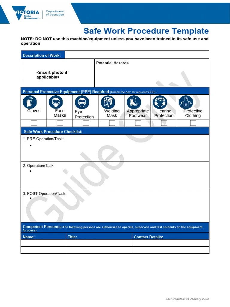 Safe Work Procedure Template PDF