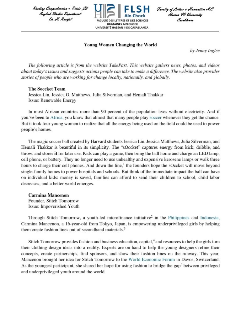 Young Women Empowering Global Change PDF Economies
