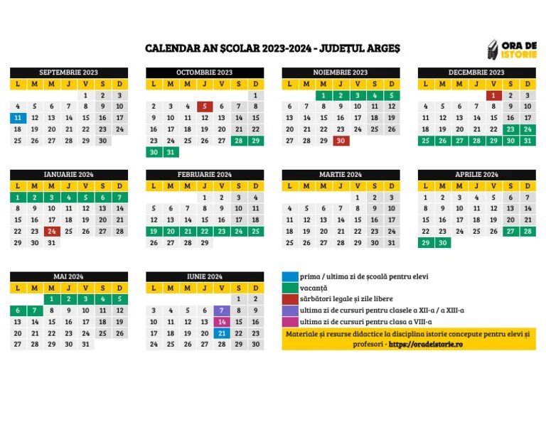 Calendar An Scolar 2023 2024 Judetul Arges PDF