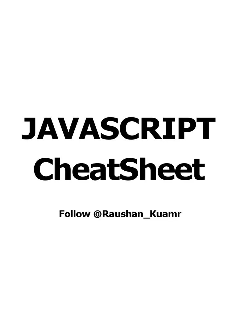 JavaScript Cheatsheet PDF Java Script Document Object Model