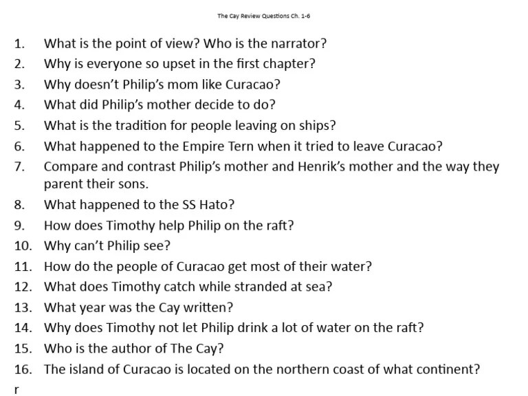 The Cay Review Questions CH 16 PDF