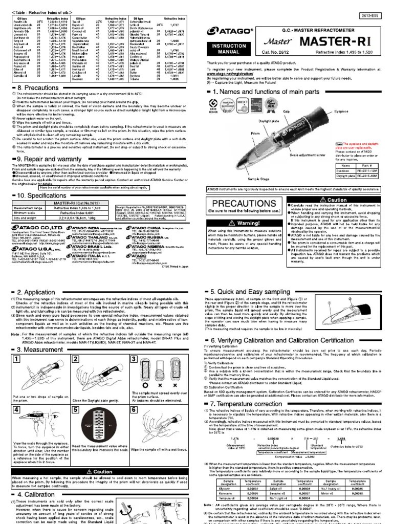 MANUAL REFRACTOMETRO ATAGO MARTERRI PDF