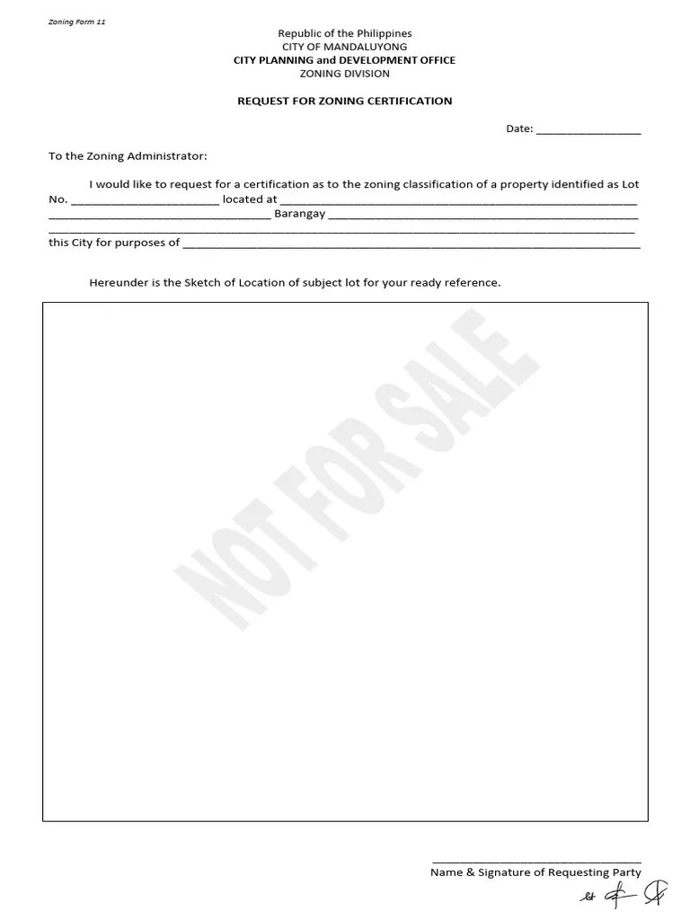 Request for Zoning Certification PDF