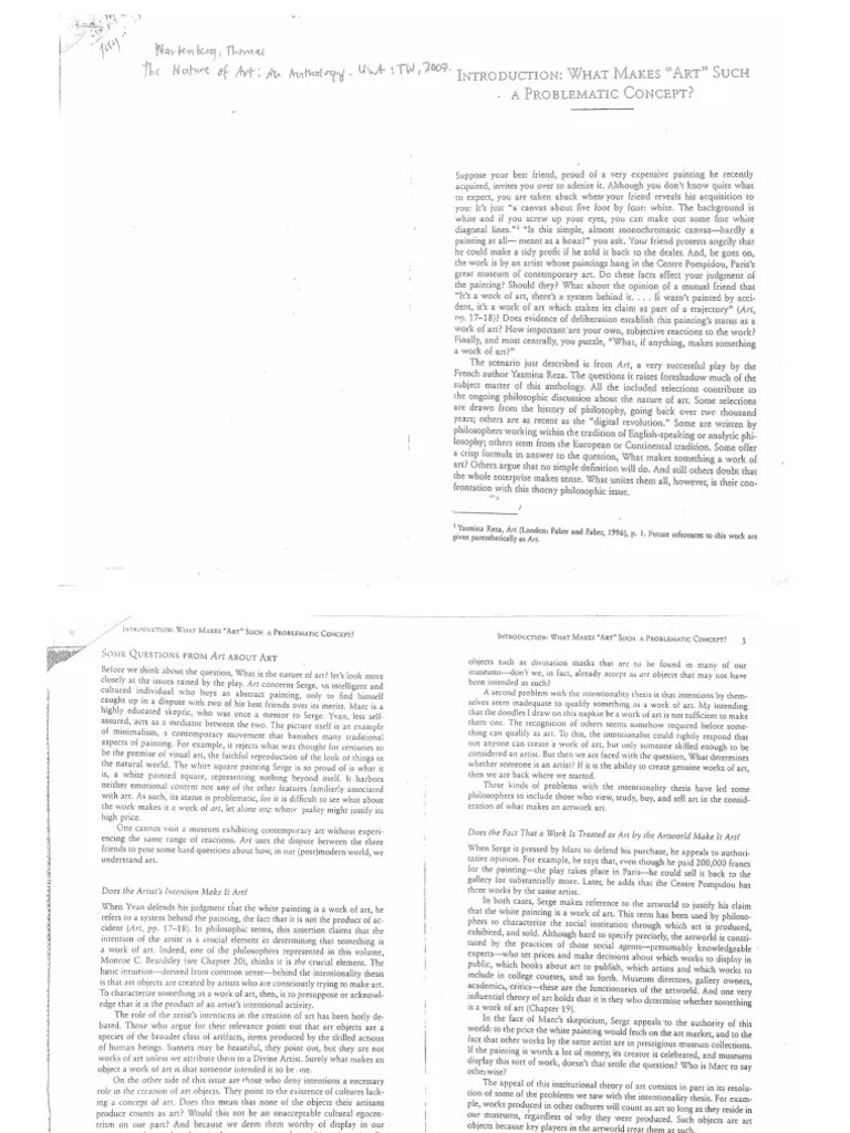 Wartenberg, Thomas What Makes Art Such A Problematic Concept 2007 PDF