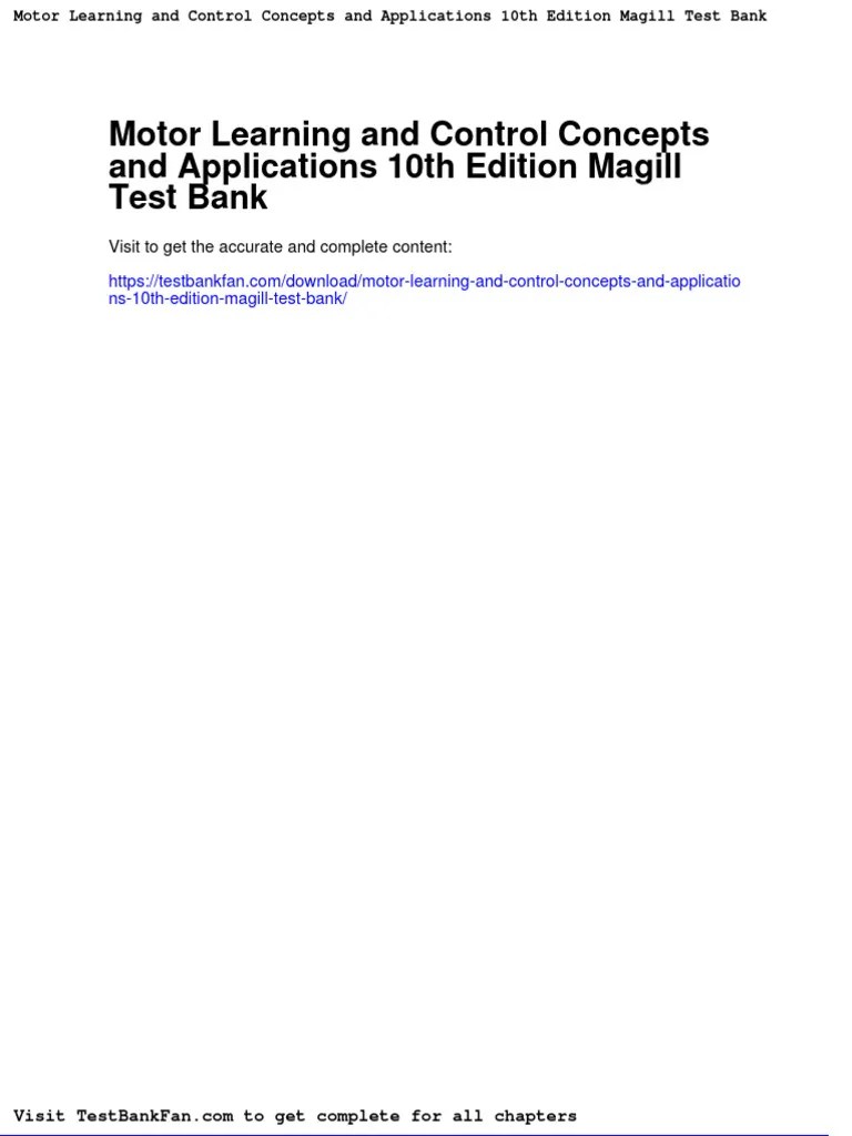 Full Download Motor Learning and Control Concepts and Applications 10th
