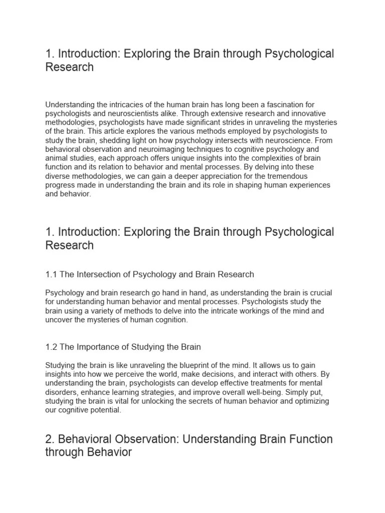 Psychologists Study the Brain Using Many Different Methods PDF