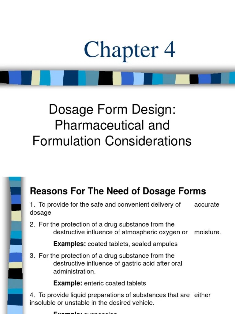 C 4 Dosage Form Design Flavor Dissolution (Chemistry)