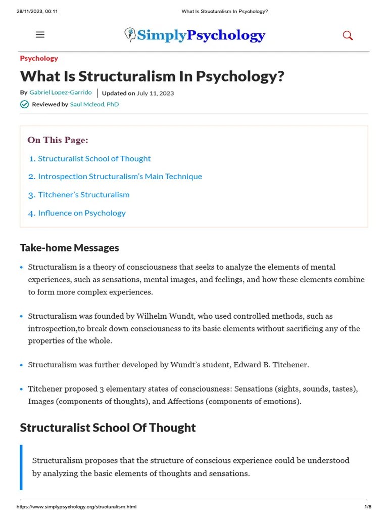 What Is Structuralism In Psychology_ PDF Cognitive Psychology