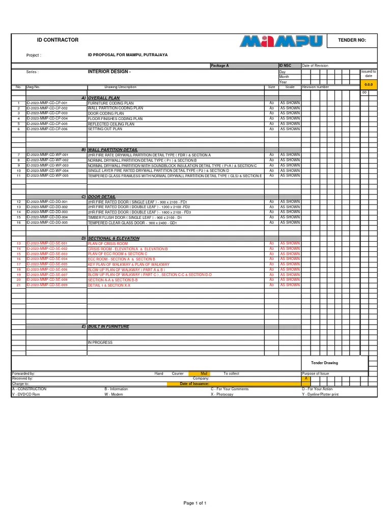 Drawing List 02 PDF Wall Drywall