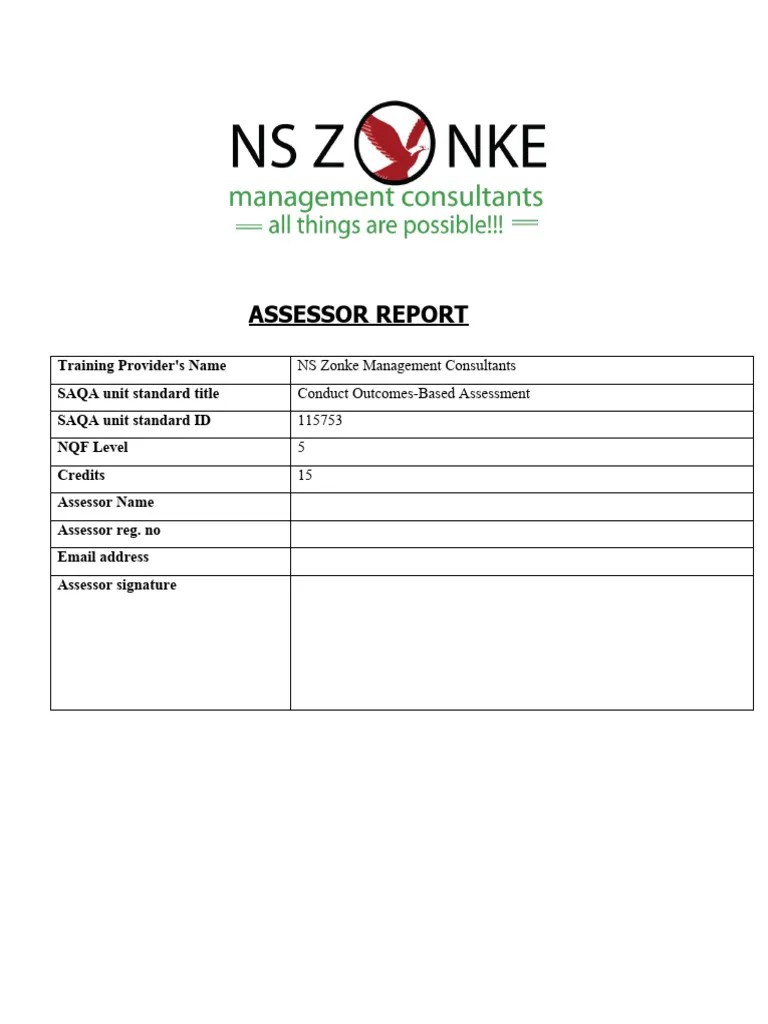 Assessor Report Sample PDF